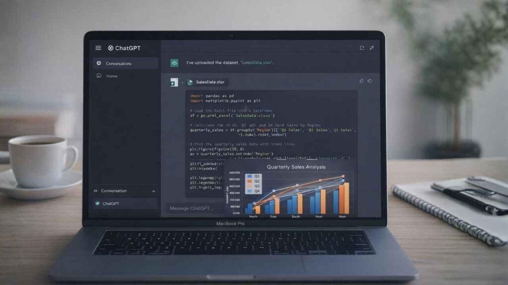 ChatGPT-Code-Interpreter-analizando-archivo-Excel-con-grafico-de-tendencias-de-ventas