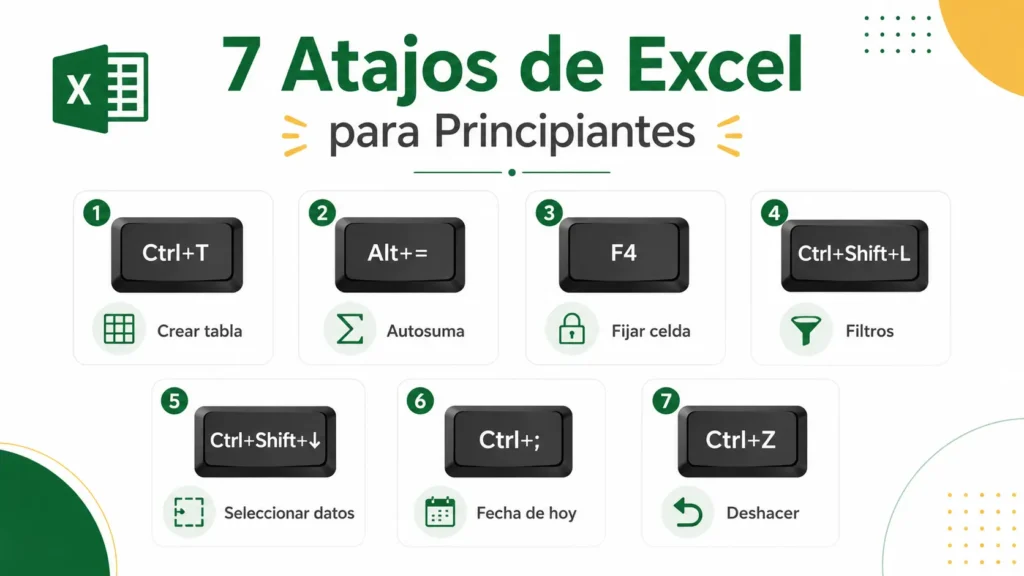 Los Mejores Cursos de Excel en 2026: Guía Paso a Paso para Elegir (con Plantilla Gratis) 3 atajos de teclado Excel principiantes